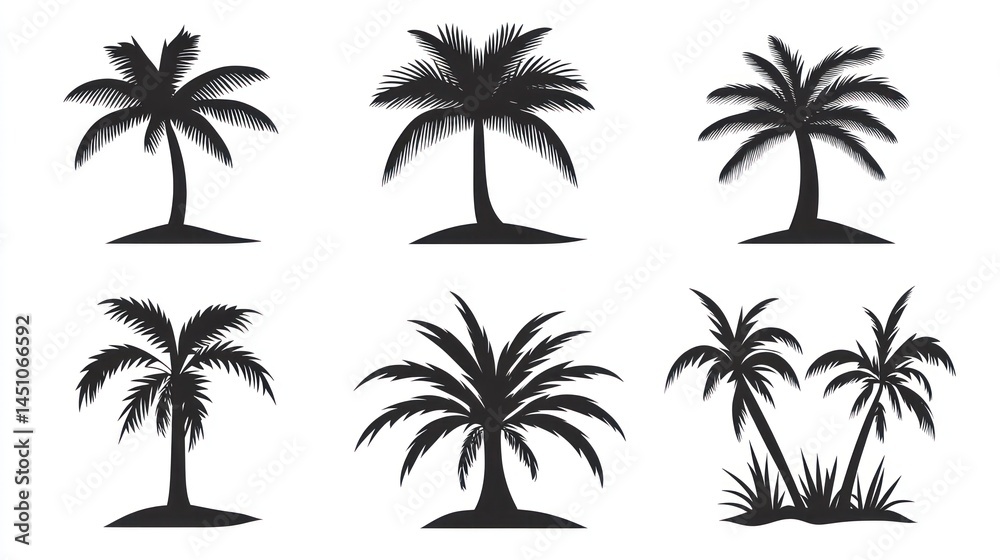 Fototapeta premium Palm Tree Silhouettes, Isolated Design