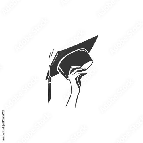 Graduation Cap in hand Icon flat vector design