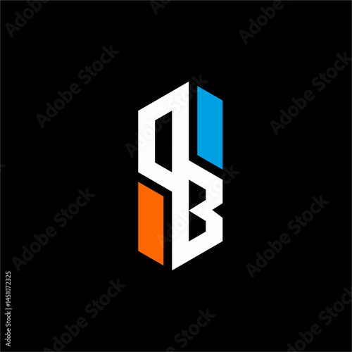 Abstract geometric letter QB or DB logo design.