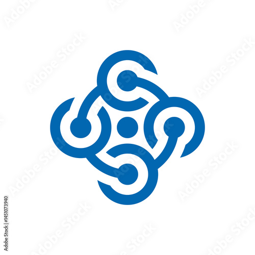 Modern Blue Abstract Connection Logo with Four Interlocking C Shapes