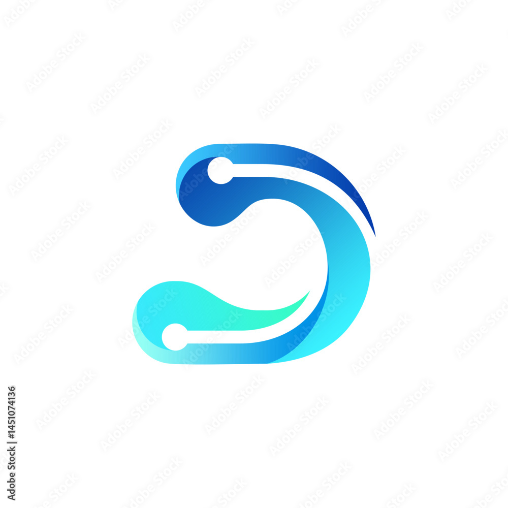 Unique Digital Icon with Abstract d and Circuit Elements Unique Digital Icon with Abstract d and Circuit Elements