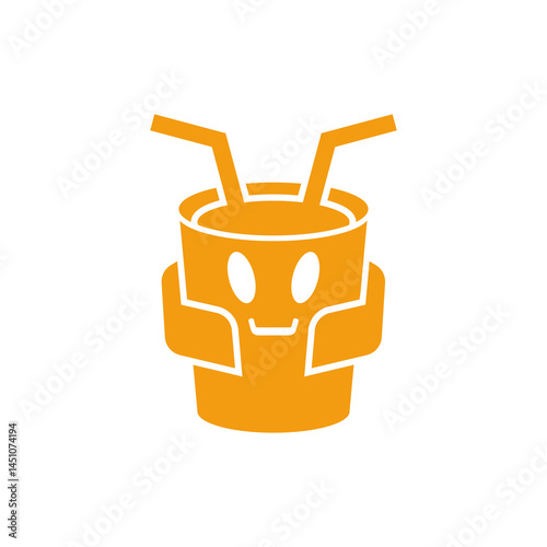 Unique Robotic Coffee Icon with Abstract Robot and Coffee
