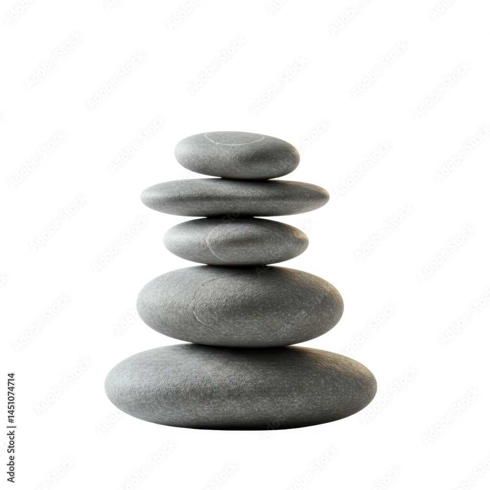 Stacked smooth stones balance concept on white background Stacked smooth stones balance concept on white background
