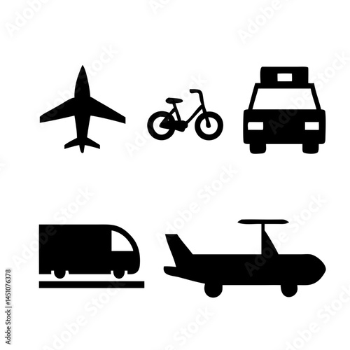 Vector illustration of simple monochromatic vehicle and transport related icons.Transportation and vehicle icons pack. Isolated transportation and vehicle symbols collection. Graphic icons element
