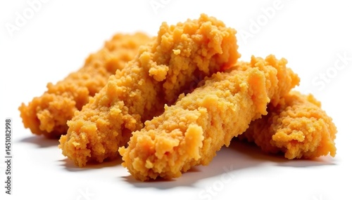 Crispy fried chicken strips isolated on white , fast food, poultry