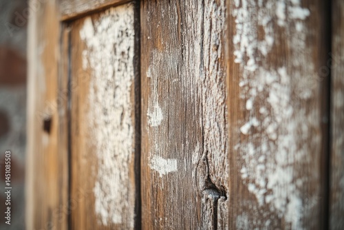 Wallpaper Mural Close-up of weathered wooden planks with peeling white paint, showcasing texture and age in a rustic scene. Torontodigital.ca