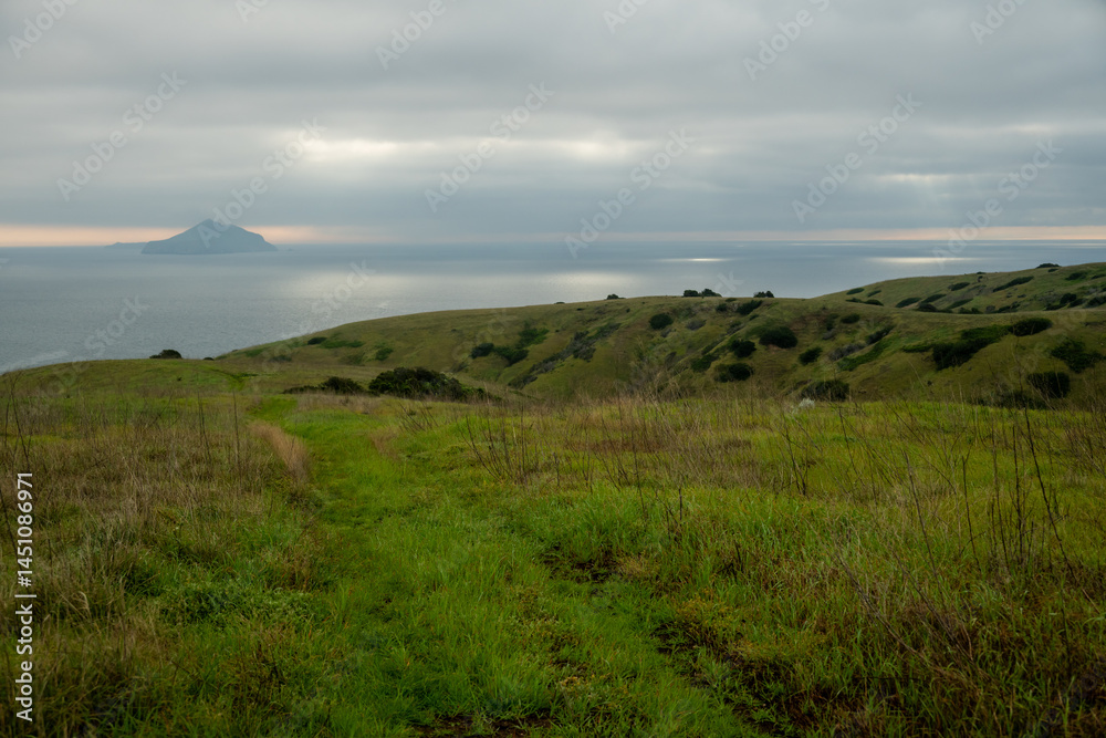 Rolling HIlls Of Santa Cruz Island With Anacapa In The Distance