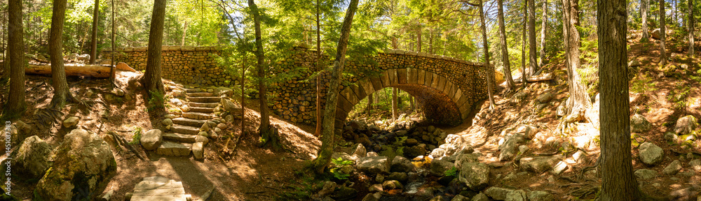 Stairs Dropping Down To The Creek From The Top Of Cobblestone Bridge