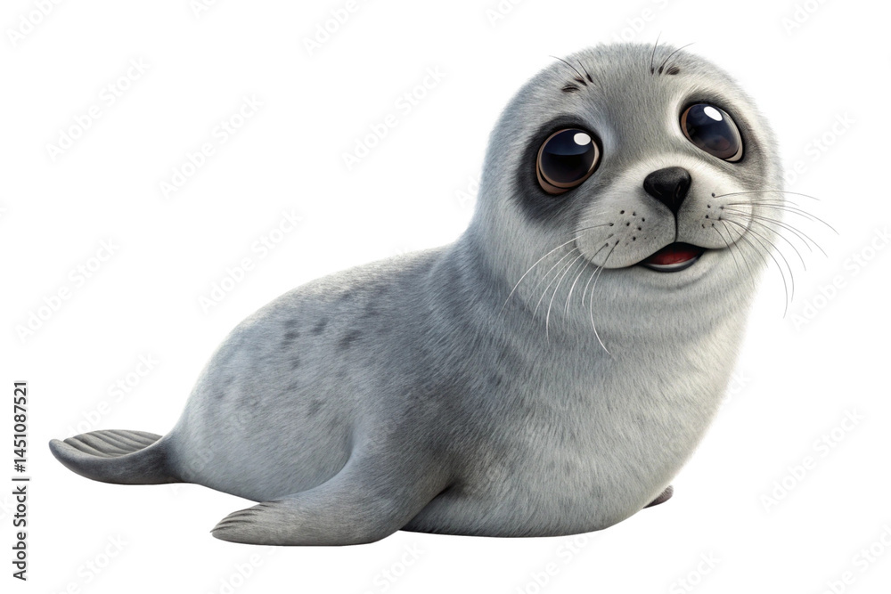 cute gray seal with large eyes character 3d rendering, isolated on transparent background - generated by ai cute gray seal with large eyes character 3d rendering, isolated on transparent background - generated by ai