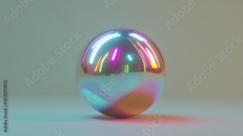 Reflective Iridescent Sphere Abstract 3D Render