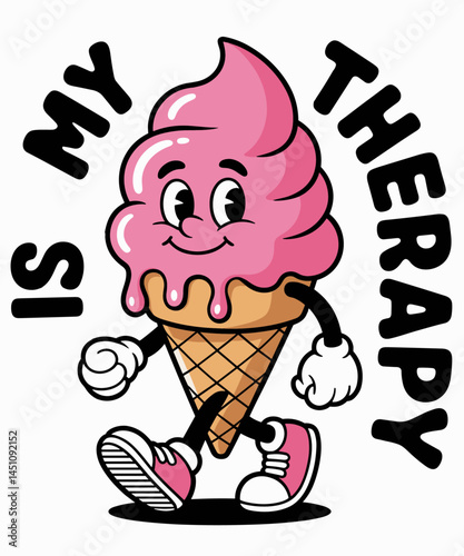 Ice Cream Is My Therapy Cute Psychology Cartoon Funny Summer