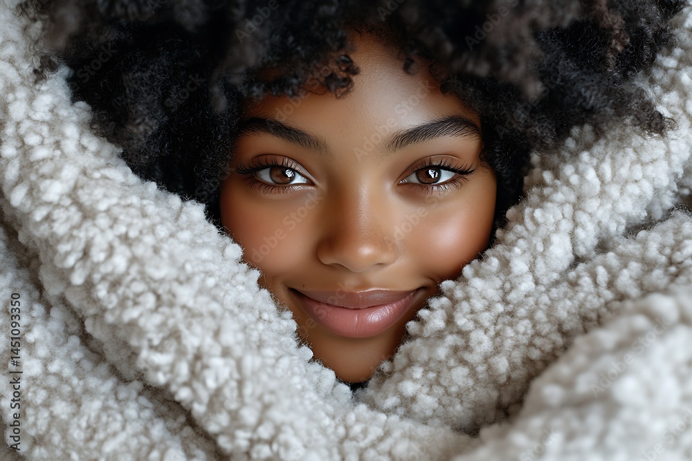Cozy Winter Portrait: A Young Woman Embraces Warmth Cozy Winter Portrait: A Young Woman Embraces Warmth