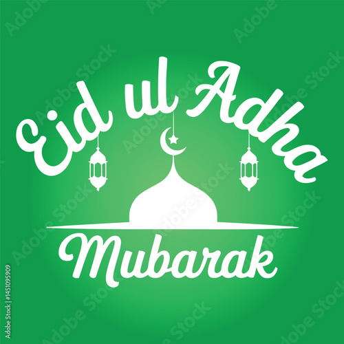 A simple typography of Eid Ul Adha Mubarak.