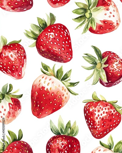 Wallpaper Mural Watercolor Illustration of Strawberries Torontodigital.ca