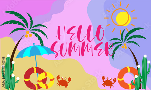 Hallo summer illustration background vector