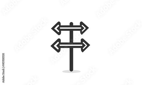  A simple icon of two road signs pointing in different directions, symbolizing the choice between working with AI or without it. The design should be clean and minimalistic