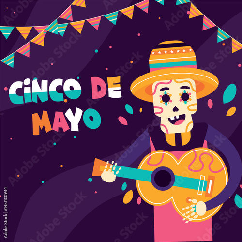 Flat Design Cinco De Mayo Event Day mexico, chile photo