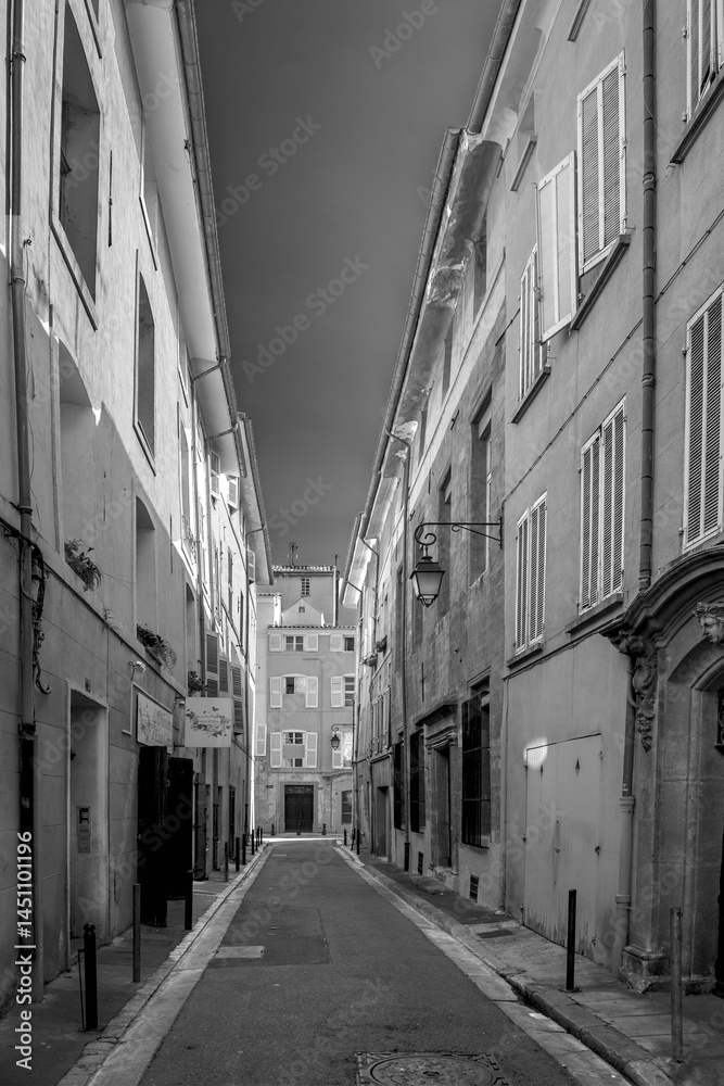 old houses in the living area of the old town in Aix en provence