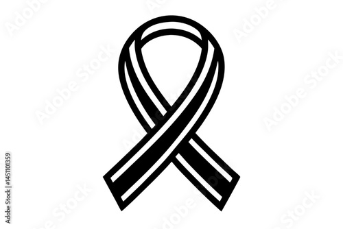Symbol of Remembrance: A simple yet poignant black ribbon, a universal symbol of remembrance, mourning, and solidarity against adversity.
