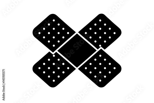 Medical Bandage Icon: A simple, graphic depiction of two intersecting adhesive bandages, conveying the themes of first aid and healing.