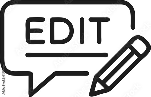 Edit Icon:  A simple yet effective edit icon featuring a speech bubble with the word "EDIT" and a pencil. Ideal for apps, websites, and design projects.