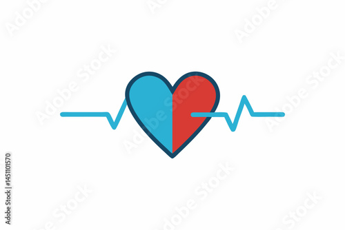 Heartbeat Symbol: A captivating graphic of a heart paired with a vibrant heartbeat line, symbolizing life, health, and well-being. This striking design embodies the essence of vitality and care.
