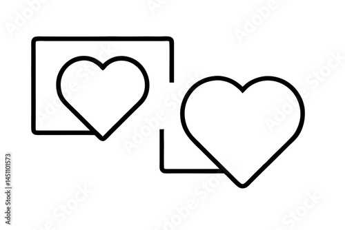 Love's Dual Display: Simple and clean illustration of two hearts, symbolizing affection. The image's minimalist aesthetics and conceptual nature offer a versatile visual for emotional content.