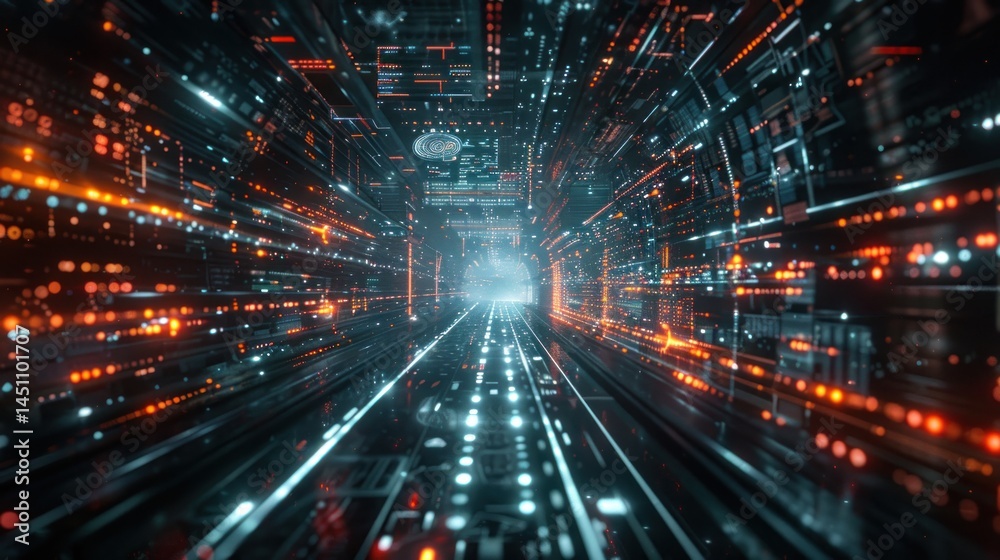 Obraz premium Futuristic digital tunnel