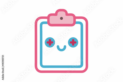 Happy Clipboard: A cheerful, outlined drawing of a clipboard with a smiling face, exuding a sense of friendliness and approachability.