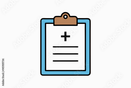 Medical Record Icon: A simple icon of a clipboard with a medical chart, essential tools for healthcare professionals, perfect for medical, health-related, or diagnostic themes.