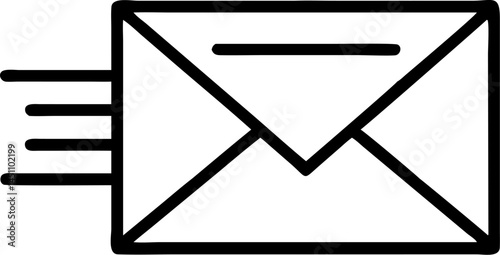 Email Delivery Icon: A sleek, modern icon representing the rapid and efficient delivery of electronic mail. The graphic features an envelope emitting lines.
