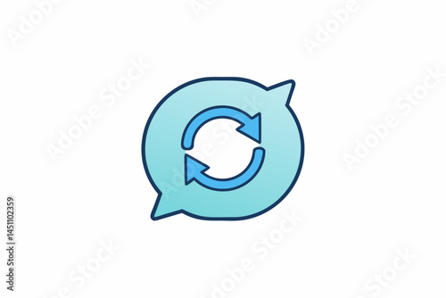 Circle Arrows Chat Icon: A stylized chat bubble with two arrows forming a circular loop, a modern icon that communicates concepts of updates, refreshing, or recycling of information.