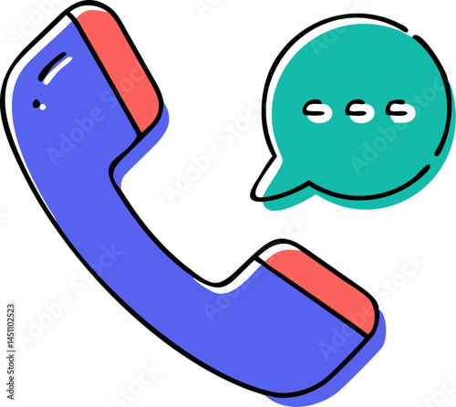Call Us Icon: A stylized, colorful phone icon, with a blue handset and a teal speech bubble with three dots, symbolizing a message, signifying communication and accessibility. 