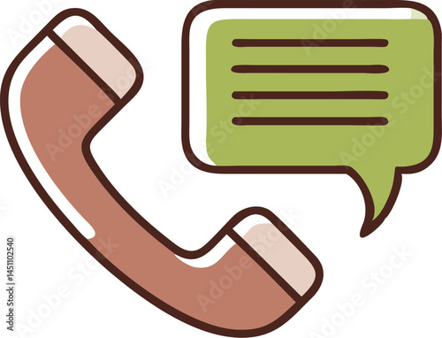 Communication Icon: Depicting a vintage telephone handset paired with a chat bubble, this vector icon captures the essence of seamless communication, perfect for websites and app interfaces. 
