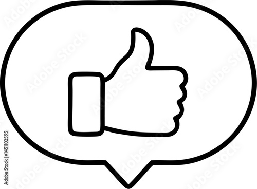 Thumbs Up Icon: A simple yet powerful thumbs up icon in a speech bubble. It symbolizes agreement, positivity, approval, and support. This icon is perfect for websites, apps, social media.