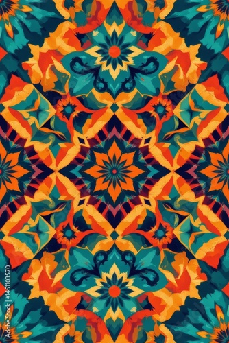 Colorful Floral Kaleidoscope Pattern