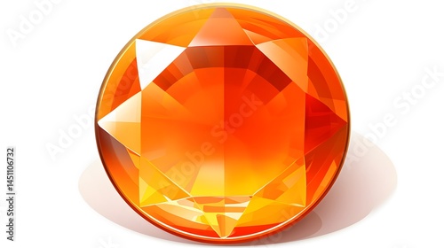 Exquisite Circle Jewel Gem in Fantasy Style with Orange Glow for Jewelry Designs