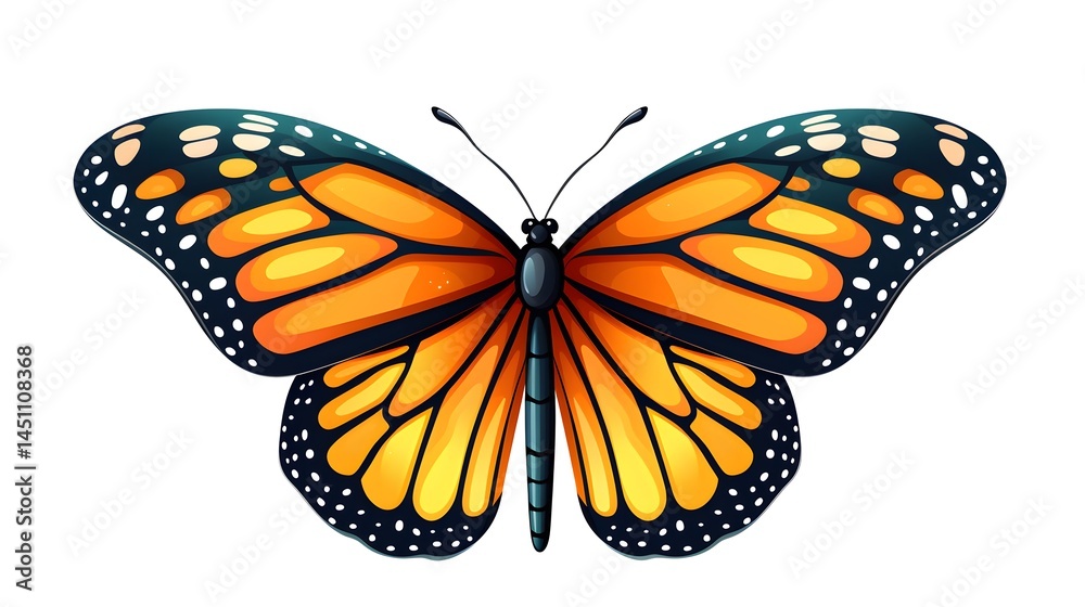 Fototapeta premium Detailed Monarch Butterfly Vector Illustration for Educational and Creative Purposes