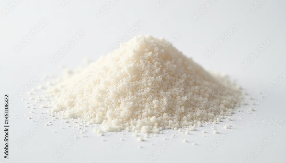 Crystalline sugar granules against pure white backdrop, granule, still life, sugar Crystalline sugar granules against pure white backdrop, granule, still life, sugar