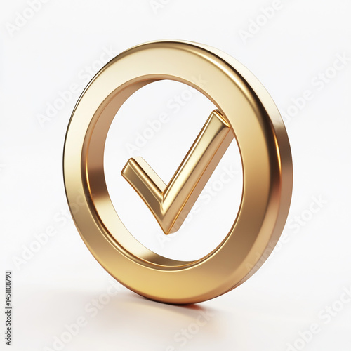 3D Icon of a Checkmark Inside a Circular Badge – Approval, Verification, Success Symbol