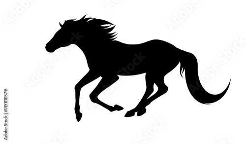 horse black vector, running horse, silhouette, black silhouette of running horse on isolated background