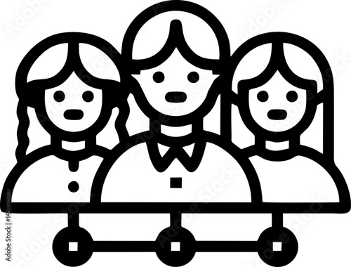 Networked team of three individuals