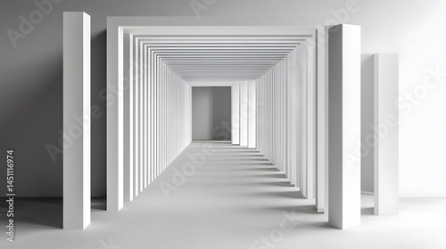 Abstract White Architectural Corridor Interior Design