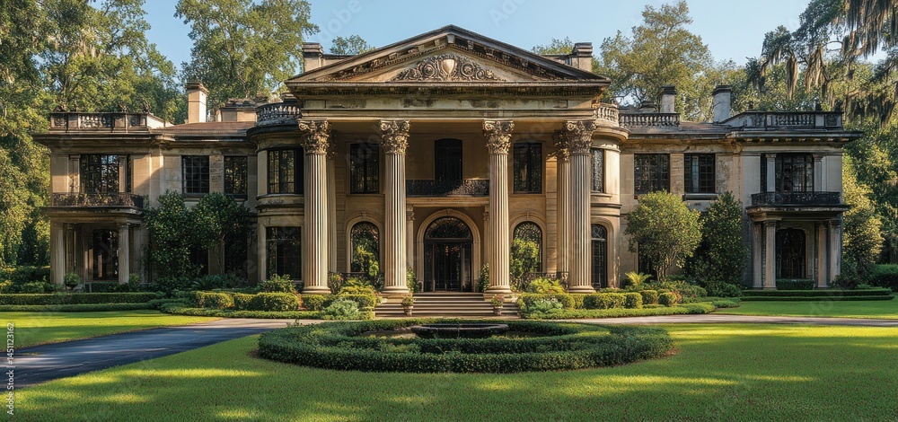 Obraz premium Magnificent Southern Mansion: A Glimpse into Architectural Grandeur