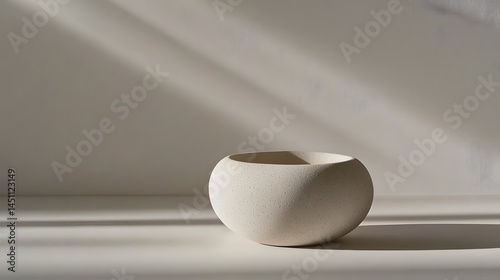 Elegant Beige Round Bowl Minimalist Still Life Studio Photography