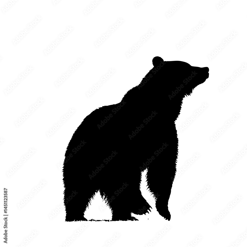 Fototapeta premium Solid black silhouette of a bear standing, vector EPS
