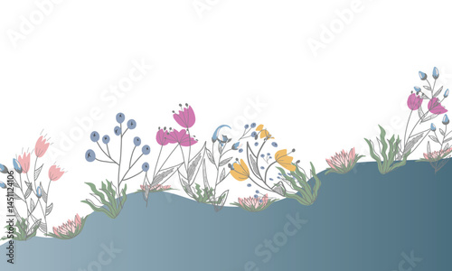 Pastel Floral Border / Frame Elements Watercolor Style Floral Background with Space