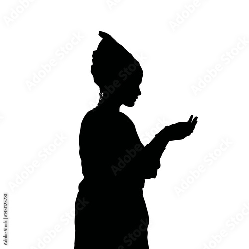 Solid black silhouette of a fortune teller predicting, vector EPS
