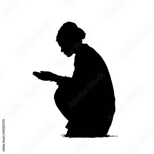 Solid black silhouette of a fortune teller predicting, vector EPS