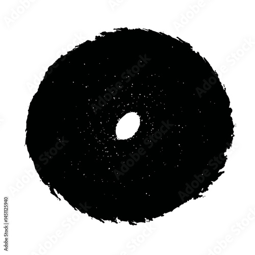 Solid black silhouette of a galaxy spinning, vector EPS